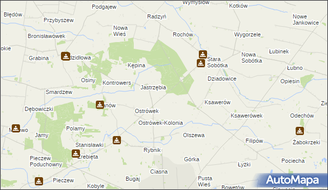 mapa Srebrna gmina Grabów, Srebrna gmina Grabów na mapie Targeo