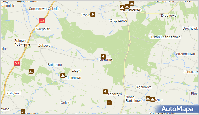 mapa Srebrna gmina Naruszewo, Srebrna gmina Naruszewo na mapie Targeo