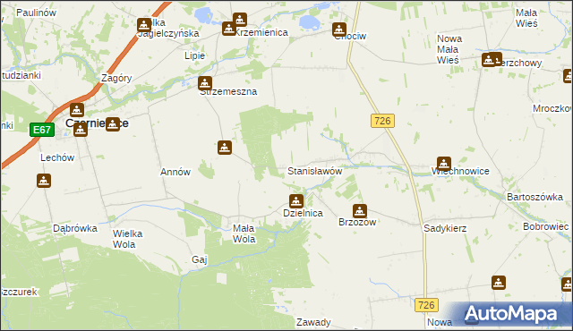 mapa Stanisławów gmina Rzeczyca, Stanisławów gmina Rzeczyca na mapie Targeo