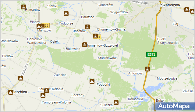 mapa Stanisławów gmina Skaryszew, Stanisławów gmina Skaryszew na mapie Targeo