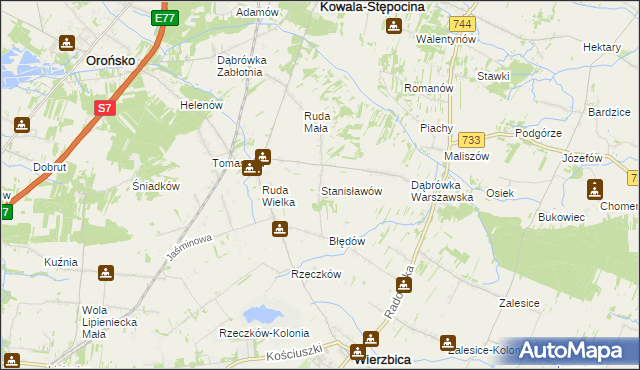 mapa Stanisławów gmina Wierzbica, Stanisławów gmina Wierzbica na mapie Targeo