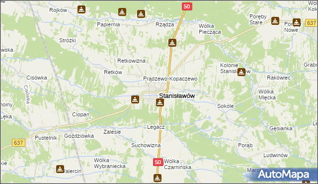 mapa Stanisławów powiat miński, Stanisławów powiat miński na mapie Targeo
