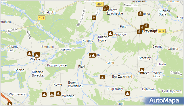 mapa Stany gmina Przystajń, Stany gmina Przystajń na mapie Targeo