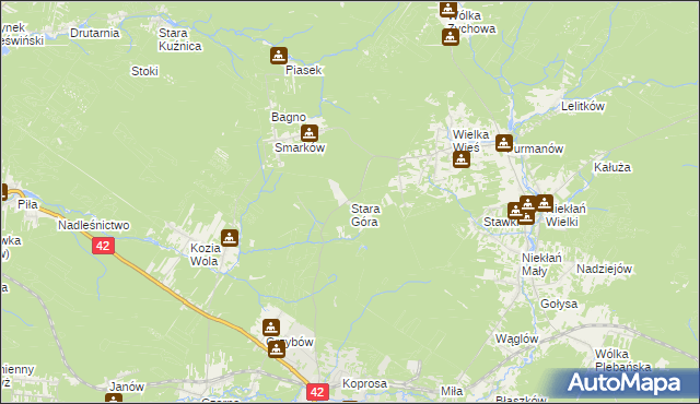 mapa Stara Góra gmina Stąporków, Stara Góra gmina Stąporków na mapie Targeo