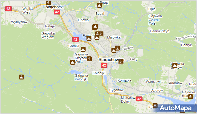 mapa Starachowic, Starachowice na mapie Targeo