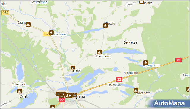 mapa Starczewo gmina Dobiegniew, Starczewo gmina Dobiegniew na mapie Targeo