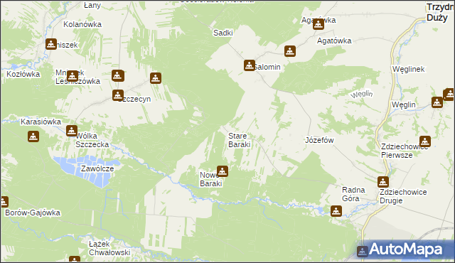mapa Stare Baraki, Stare Baraki na mapie Targeo