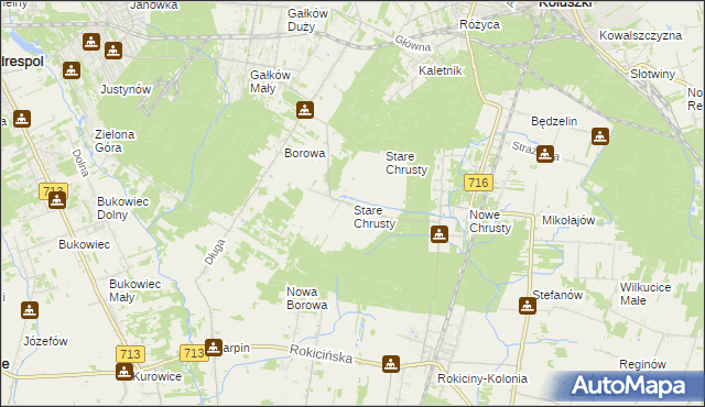 mapa Stare Chrusty gmina Rokiciny, Stare Chrusty gmina Rokiciny na mapie Targeo