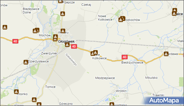 mapa Stare Kotkowice, Stare Kotkowice na mapie Targeo