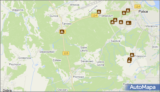 mapa Stare Leśno, Stare Leśno na mapie Targeo