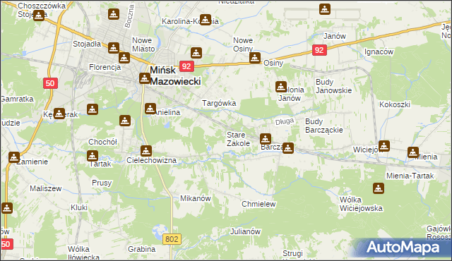 mapa Stare Zakole, Stare Zakole na mapie Targeo