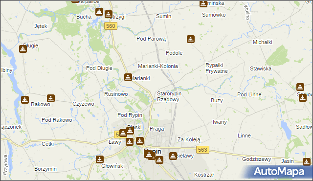 mapa Starorypin Rządowy, Starorypin Rządowy na mapie Targeo