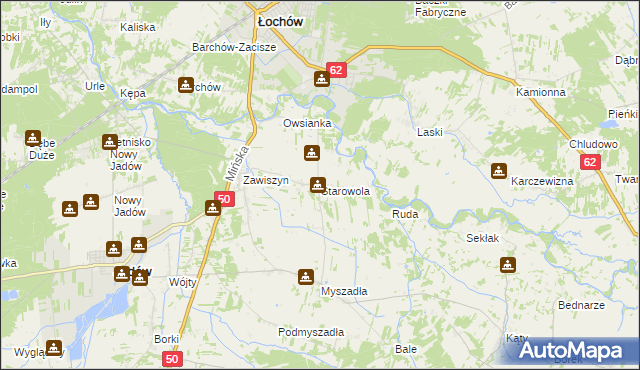 mapa Starowola gmina Jadów, Starowola gmina Jadów na mapie Targeo