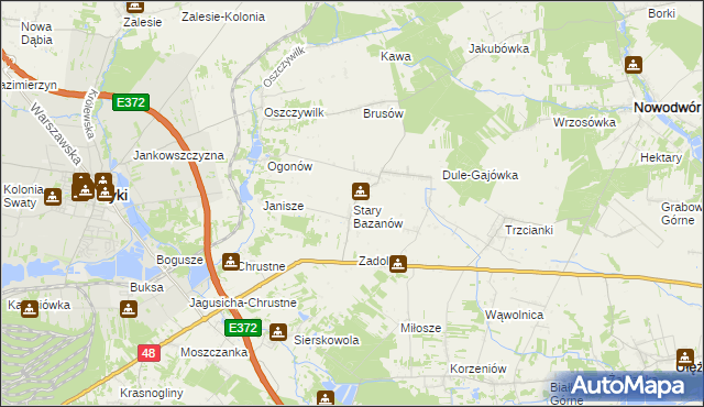 mapa Stary Bazanów, Stary Bazanów na mapie Targeo