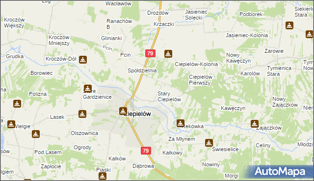 mapa Stary Ciepielów, Stary Ciepielów na mapie Targeo