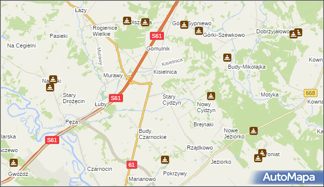mapa Stary Cydzyn, Stary Cydzyn na mapie Targeo