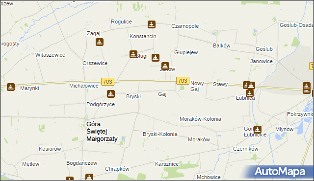 mapa Stary Gaj gmina Góra Świętej Małgorzaty, Stary Gaj gmina Góra Świętej Małgorzaty na mapie Targeo