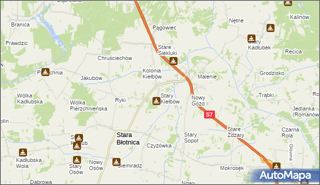 mapa Stary Kiełbów, Stary Kiełbów na mapie Targeo