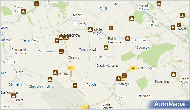 mapa Stasin gmina Wojciechów, Stasin gmina Wojciechów na mapie Targeo