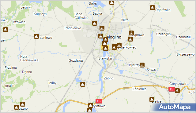 mapa Stawiska gmina Mogilno, Stawiska gmina Mogilno na mapie Targeo