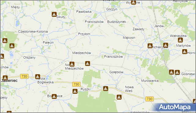 mapa Stefanków gmina Jasieniec, Stefanków gmina Jasieniec na mapie Targeo