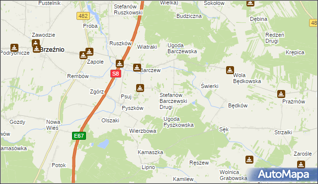 mapa Stefanów Barczewski Drugi, Stefanów Barczewski Drugi na mapie Targeo