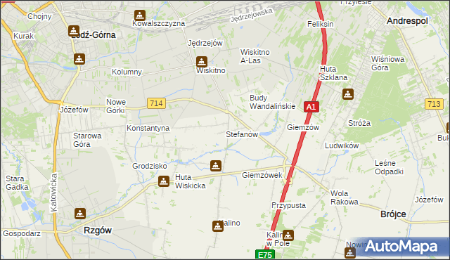 mapa Stefanów gmina Brójce, Stefanów gmina Brójce na mapie Targeo