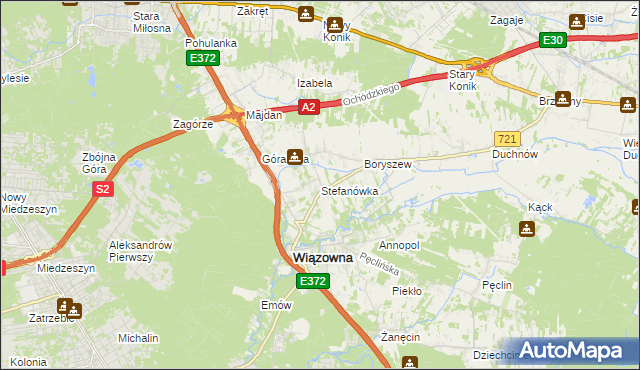 mapa Stefanówka gmina Wiązowna, Stefanówka gmina Wiązowna na mapie Targeo