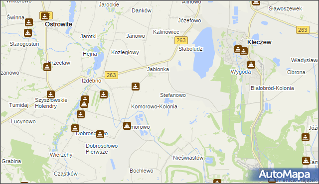 mapa Stefanowo gmina Kazimierz Biskupi, Stefanowo gmina Kazimierz Biskupi na mapie Targeo