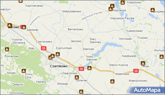 mapa Steklinek, Steklinek na mapie Targeo