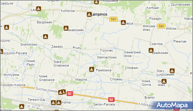 mapa Stelmachowo gmina Leszno, Stelmachowo gmina Leszno na mapie Targeo