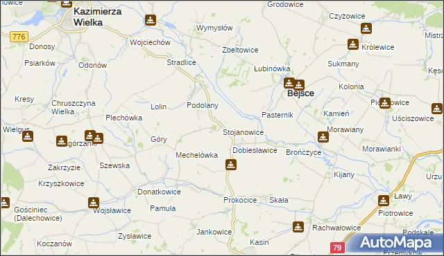 mapa Stojanowice, Stojanowice na mapie Targeo