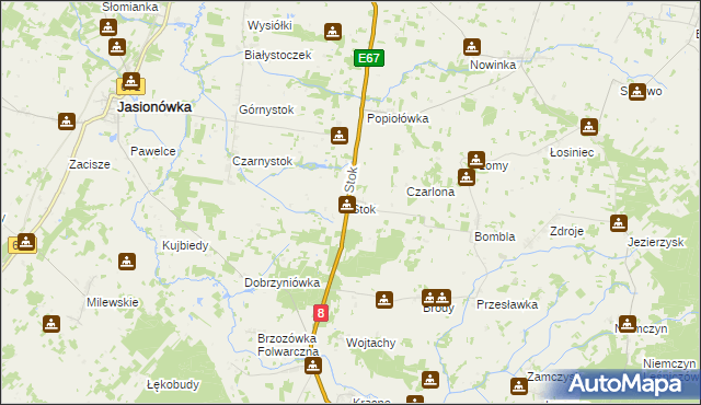 mapa Stok gmina Korycin, Stok gmina Korycin na mapie Targeo