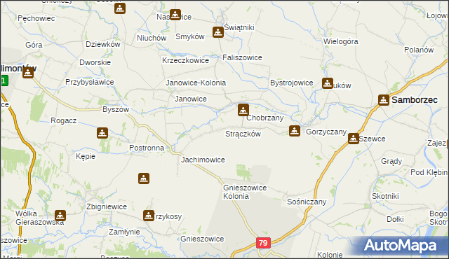 mapa Strączków, Strączków na mapie Targeo