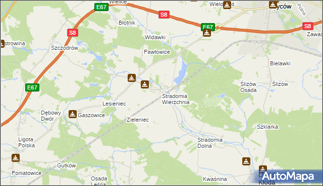 mapa Stradomia Wierzchnia, Stradomia Wierzchnia na mapie Targeo