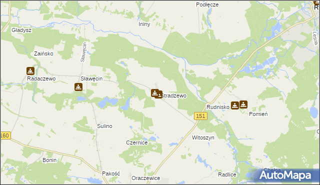 mapa Stradzewo gmina Choszczno, Stradzewo gmina Choszczno na mapie Targeo