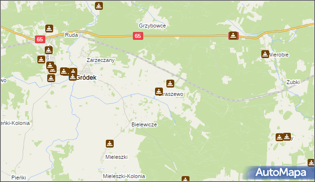 mapa Straszewo gmina Gródek, Straszewo gmina Gródek na mapie Targeo