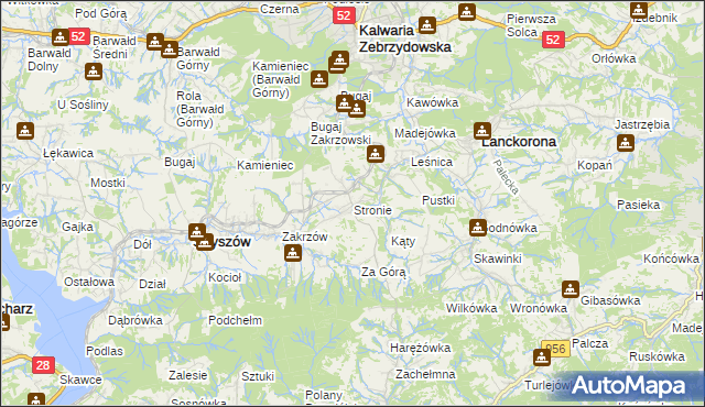 mapa Stronie gmina Stryszów, Stronie gmina Stryszów na mapie Targeo