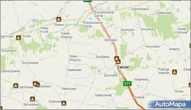 mapa Stróżewo gmina Załuski, Stróżewo gmina Załuski na mapie Targeo
