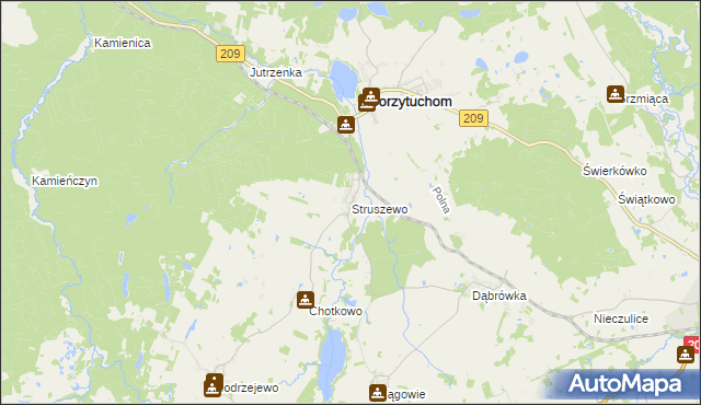 mapa Struszewo, Struszewo na mapie Targeo