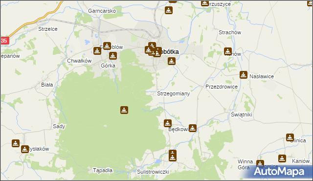 mapa Strzegomiany, Strzegomiany na mapie Targeo