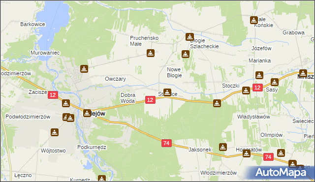 mapa Strzelce gmina Mniszków, Strzelce gmina Mniszków na mapie Targeo