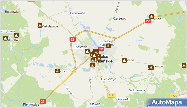 mapa Strzelce Krajeńskie, Strzelce Krajeńskie na mapie Targeo