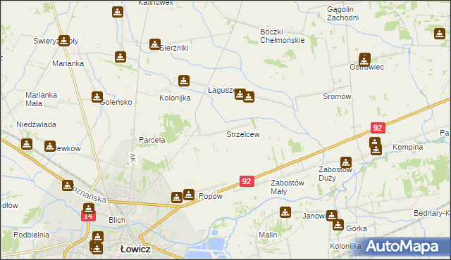 mapa Strzelcew, Strzelcew na mapie Targeo