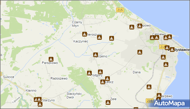 mapa Strzelno gmina Puck, Strzelno gmina Puck na mapie Targeo