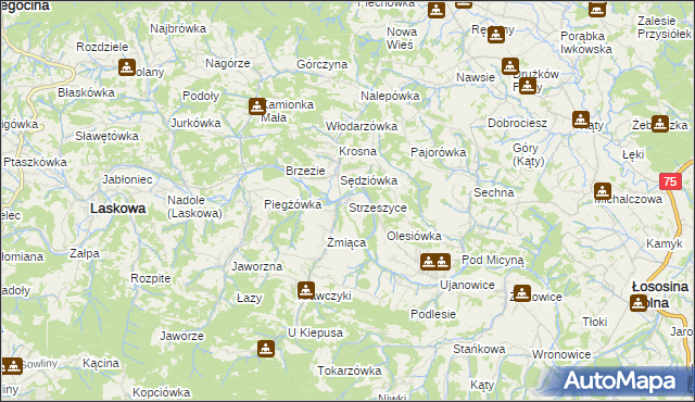 mapa Strzeszyce, Strzeszyce na mapie Targeo