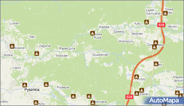 mapa Studzieniec gmina Pysznica, Studzieniec gmina Pysznica na mapie Targeo