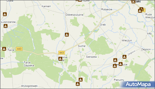 mapa Sucha gmina Żerków, Sucha gmina Żerków na mapie Targeo