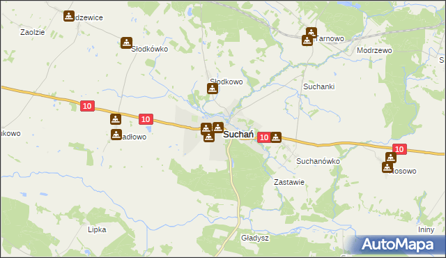 mapa Suchań, Suchań na mapie Targeo