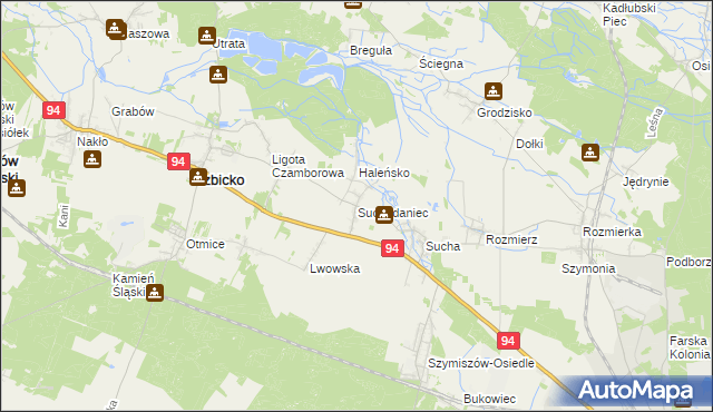 mapa Suchodaniec, Suchodaniec na mapie Targeo